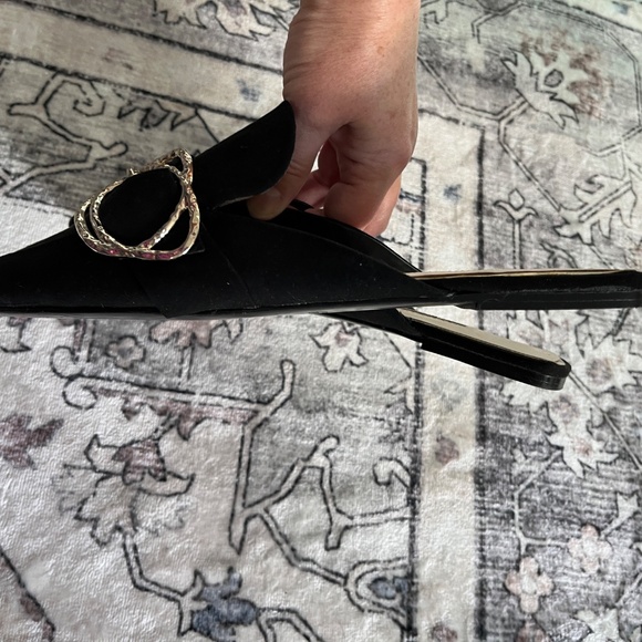 Zara (39) mules, black vegan suede with gold buckles, NWOT. - Picture 4 of 13